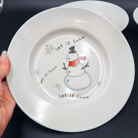 Pottery Barn Outlet Holiday Cheer 8 In Salad Pasta Plates Christmas Theme Set/4 - Picture 4 of 7